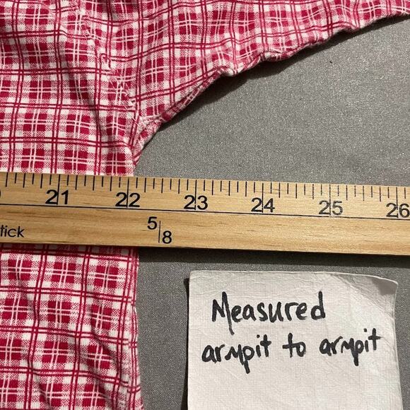 Vintage Nuovo County Seat Women Size Large Red Plaid Henley Shirt Country Casual - Picture 8 of 9